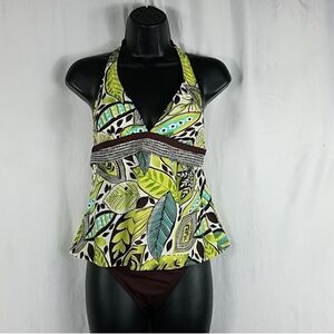 2Bamboo Leafy Floral Tankini 2 Pc Swimsuit Md